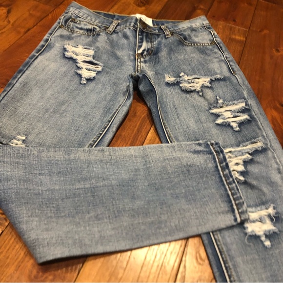 One Teaspoon Awesome Baggies Straight distressed  Denim Jeans Blue Size 24 - Picture 12 of 14